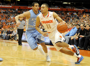 Tyler Ennis had a career-high four turnovers in No. 2 Syracuse's 57-45 win over North Carolina on Saturday. 