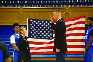 Marshall Plumlee was sworn into the Army in January. He'll join the reserves once he graduates in 2016. 