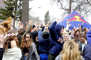 Students are advised to be safe during Mayfest on Friday. Above, students are shown partying at last year's Mayfest.