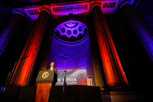 President Barack Obama delivered the keynote speech at the Toner Prize award ceremony.