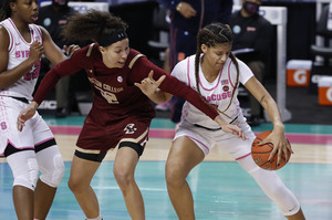 Priscilla Williams fights for the ball in the Orange's 67-61 win over Boston College in the second round of the ACC tournament. 