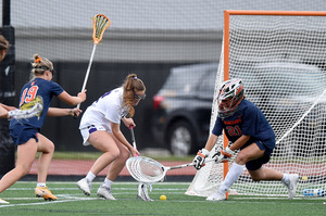 After breaking Syracuse's all-time saves record with her second save against Boston College, Asa Goldstock only recorded two more in the Orange's six-goal loss. 