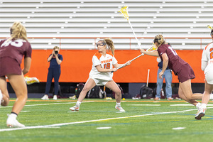 Meghan and Emma (not pictcured) Tyrrell combined for 17 points in Syracuse's 25-8 win over Johns Hopkins.