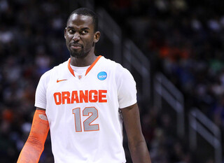 Baye Moussa Keita reacts during Syracuse's 66-60 win over California on Saturday.