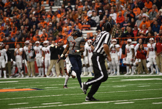 Wide receiver Amba Etta-Tawo tracks down a ball in the air.