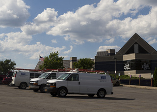 Fire alarms in the Goldstein Student Center on South Campus are being upgraded. Photo taken July 5, 2017